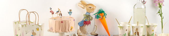 Tema de cumpleaos Peter Rabbit en el jardn para tu nio