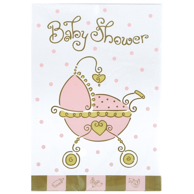 8 Invitaciones Baby Shower Rosa 