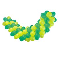 Guirnalda de globos verdes y amarillos para inflar.