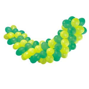 Guirnalda de globos verdes y amarillos para inflar.