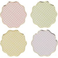 8 platos Vichy lila, rosa, amarillo, verde