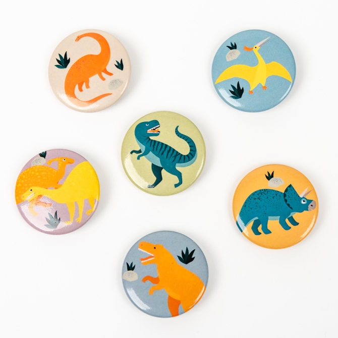 6 Chapas Dinosaurios 