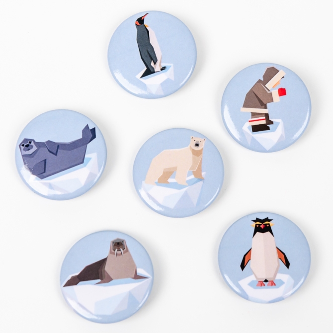 6 Chapas Animales Polares 