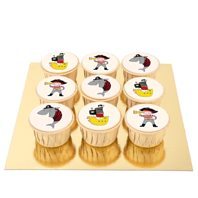 9 cupcakes de colores piratas 