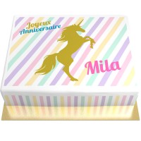 Tarta Unicornio Dorado Personalizable - 26 x 20 cm Vainilla