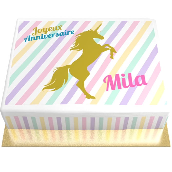 Tarta Unicornio Dorado Personalizable - 26 x 20 cm 