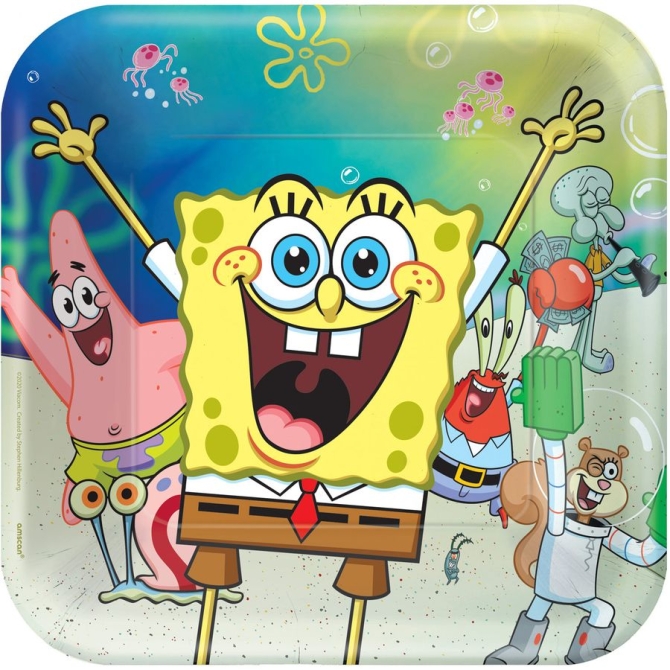 8 platos de Bob Esponja 