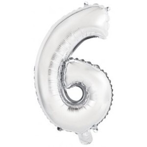 Globo Nmero 6 Plata (45 cm)