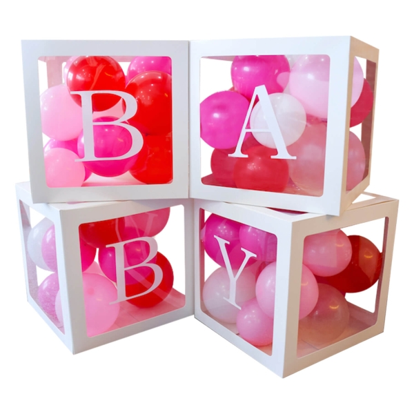 4 Cubos de Globos - BABY letras 30 cm 