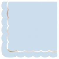 Contiene : 1 x 16 servilletas festoneadas en azul pastel y dorado