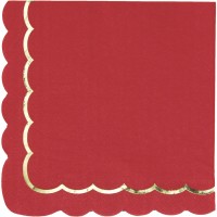 Contiene : 1 x 16 servilletas festoneadas rojas y doradas