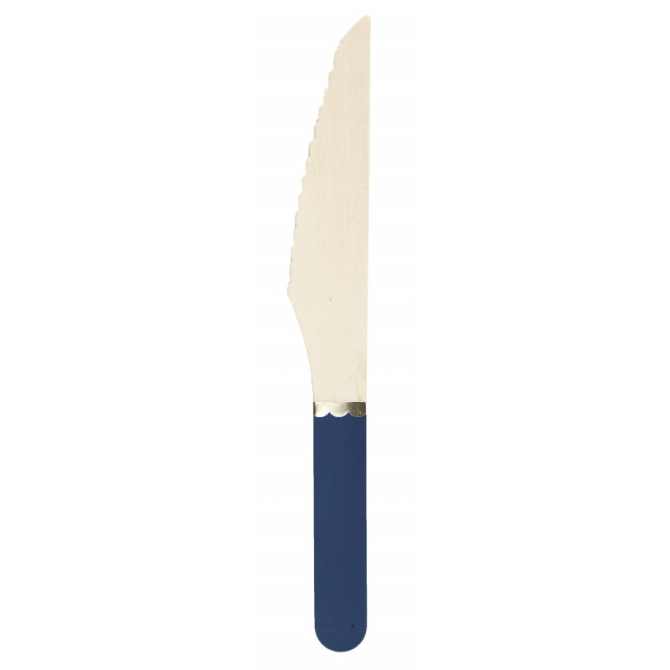 8 Cuchillos de Madera Azul Marino / Dorado 