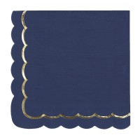 Contiene : 1 x 16 Servilletas festoneadas azul marino/oro