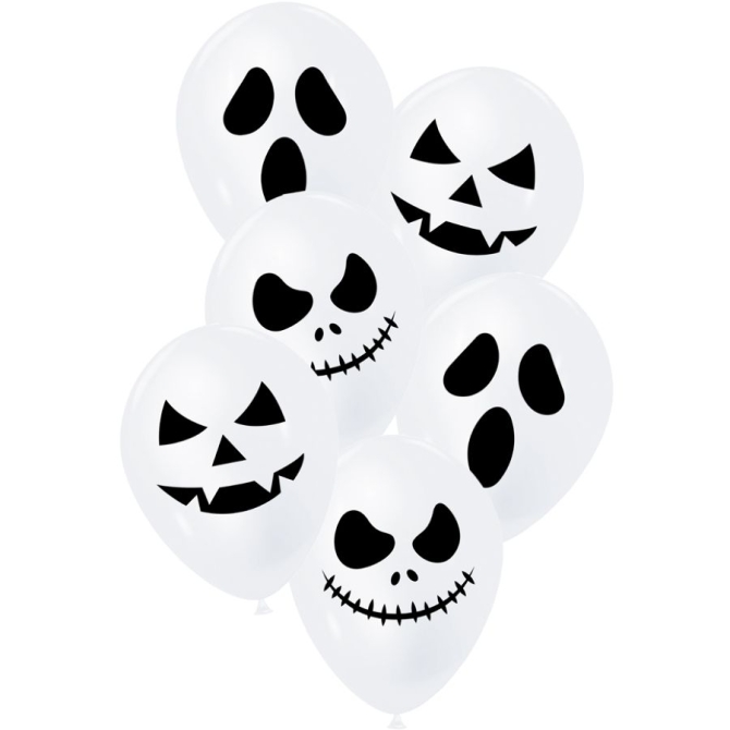 6 Globos blancos de Halloween 