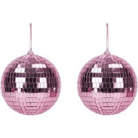 2 Bolas Disco Rosas - 10 cm