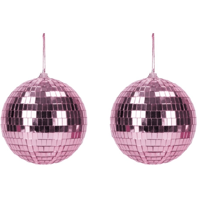 2 Bolas Disco Rosas - 10 cm 