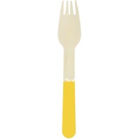 8 Tenedores de Madera Amarillo Curry/Oro