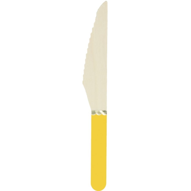 8 Cuchillos de Madera Amarillo Curry / Oro 
