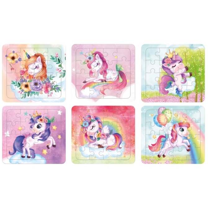 1 Puzzle Unicornio - 16 Piezas 12, 5 x 12 cm 