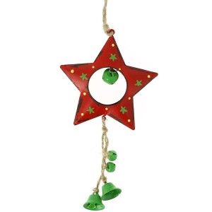 Decoracin para colgar estrella grande con cascabeles (16 cm) - Metal