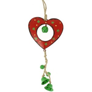 Decoracin para colgar de corazn grande con campanas (16 cm) - Metal