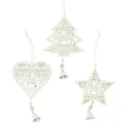 6 Lmparas Decoracin para colgar Corazn / Estrella / rbol Blanco (6 cm) - Metal. n1