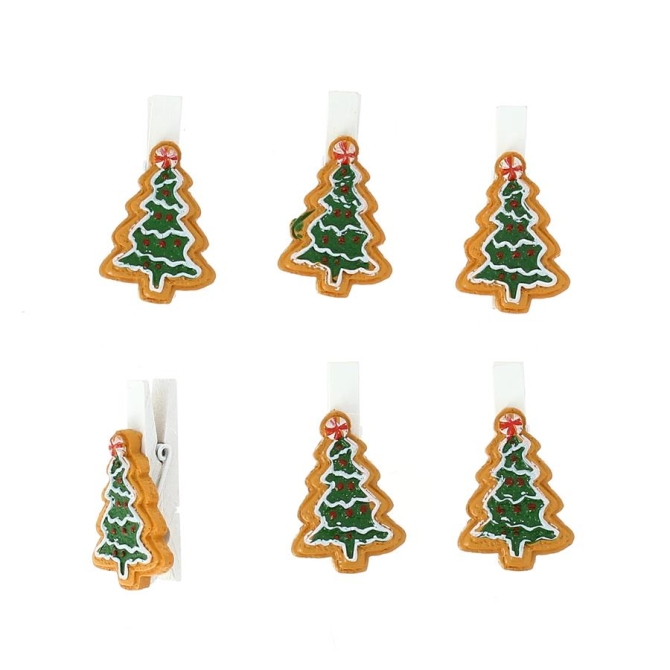 6 Pinzas para rbol de Navidad (3, 5 cm) - Resina 