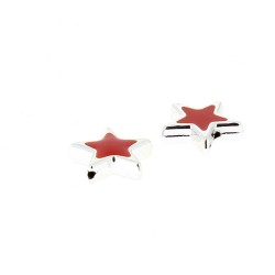 36 cuentas de estrella rojas / plateadas (1, 5 cm). n1