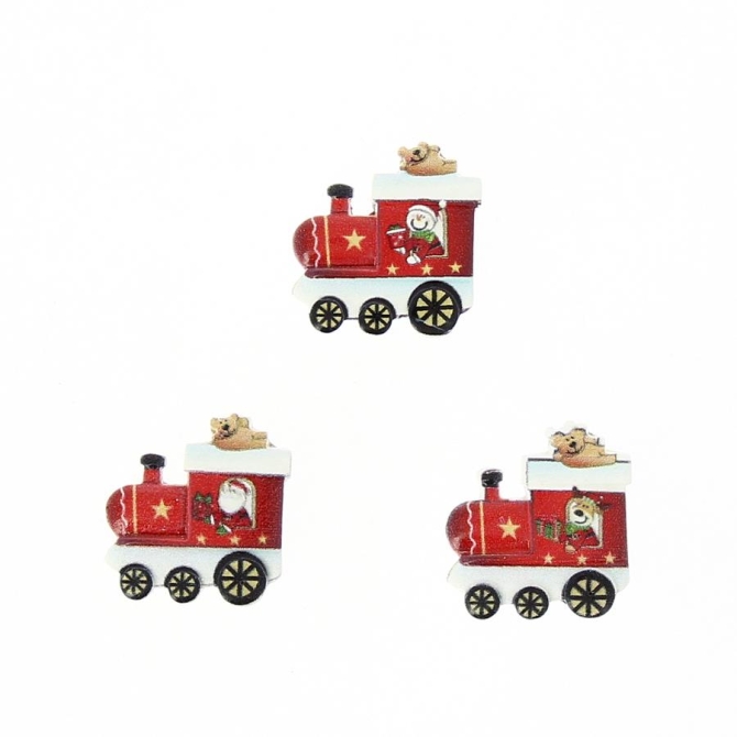 18 Mini Pegatinas Tren Rojo y Renos (2 cm) - Resina 