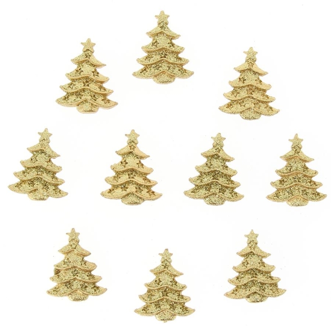 10 Mini rboles de Navidad Autoadhesivos (3, 5 cm) - Resina 