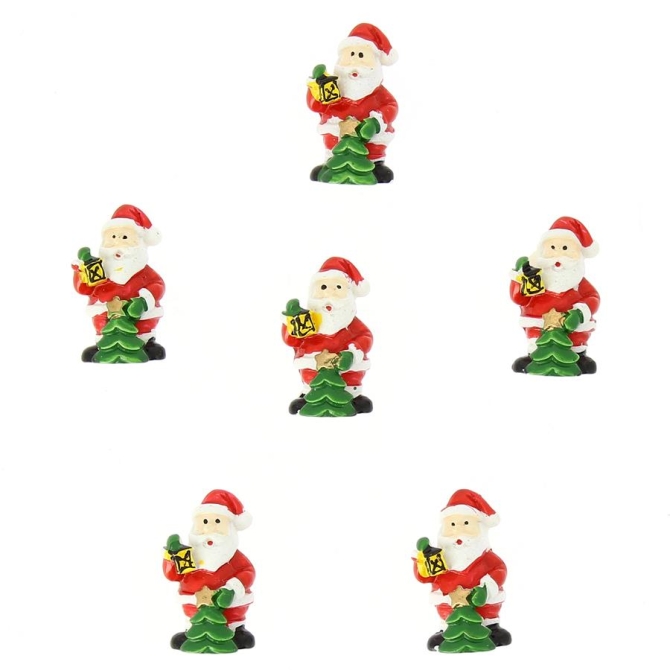 6 Mini Pegatinas Pap Noel (3 cm) - Resina 