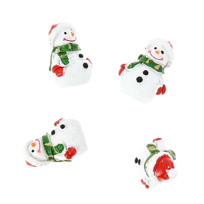 4 Mini muecos de nieve Deco (3 cm) - Resina 