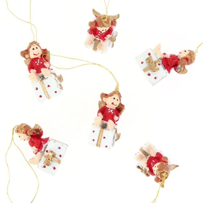 6 Mini Angel Decoracin para colgar (3, 5 cm) - Resina 