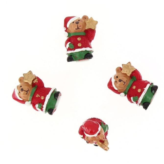 4 Mini Pegatinas de Ositos de Navidad (3, 5 cm) - Resina 