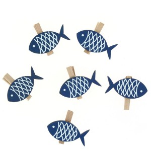 6 Pinzas para Pescado (3 cm) - Madera