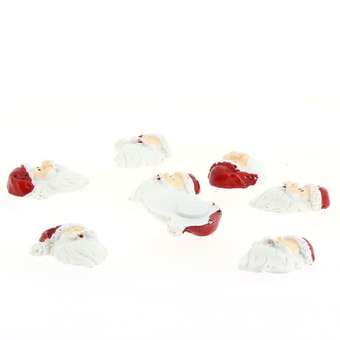 8 Mini Cabezas de Papa Noel - Pegatinas (3 cm) - Resina 