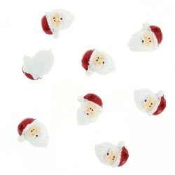 8 Mini Cabezas de Papa Noel - Pegatinas (3 cm) - Resina. n1