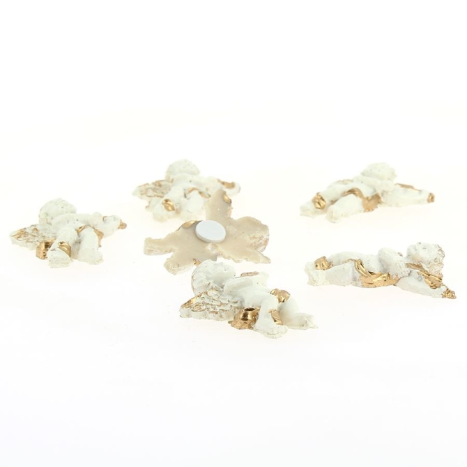 6 Mini ngeles Blanco / Dorado - Pegatinas (3, 5 cm) - Resina 