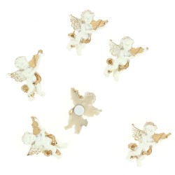 6 Mini ngeles Blanco / Dorado - Pegatinas (3, 5 cm) - Resina. n1
