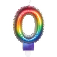 Vela Arco Iris Nmero 0 (8 cm) - Efecto Globo