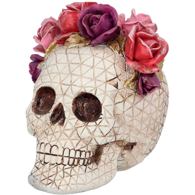 Calavera Seora Rosa - 16 cm 