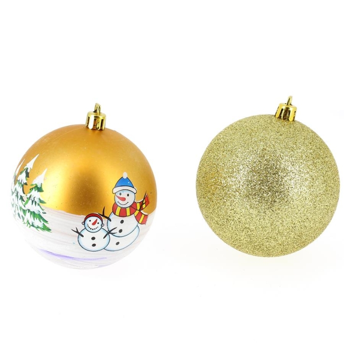 6 Adornos y bolas Navidad Glitter (8 cm) - Dorado 