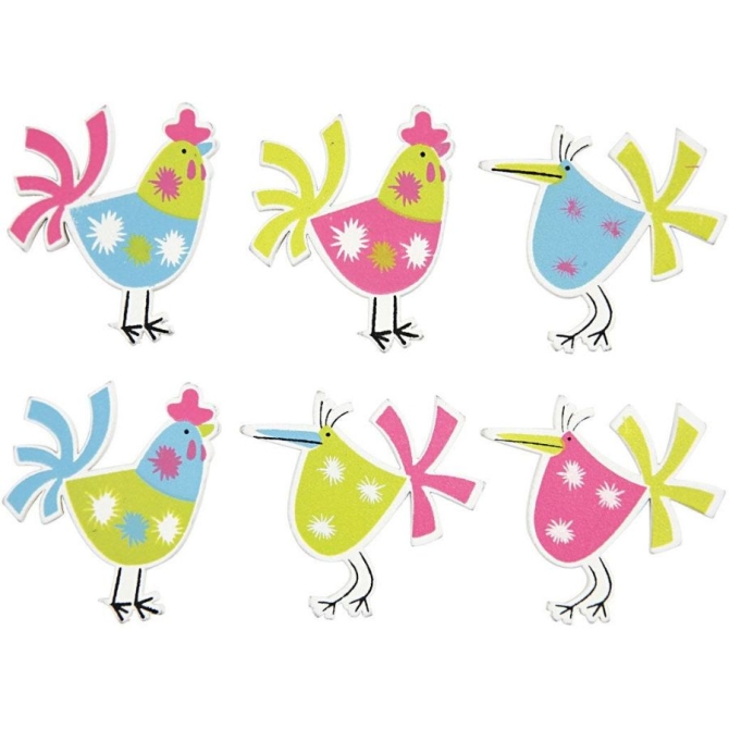 6 Decoraciones Adhesivas Gallinas 