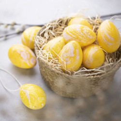 Kit DIY - Huevos de Pascua efecto jaspeado rosa y amarillo. n1