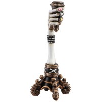 Candelabro de mano de esqueleto blanco con anillos