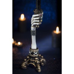 Candelabro de mano de esqueleto blanco con anillos. n1