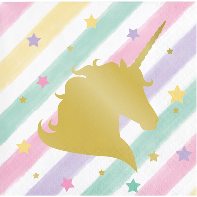 16 servilletas de unicornio pastel arcoris 