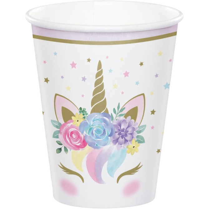 8 vasos de beb de unicornio 