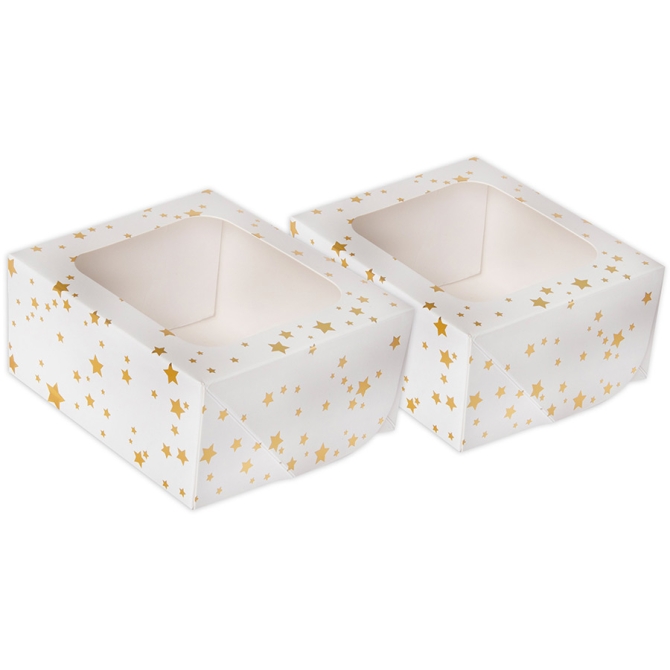 2 Cajas para Tartas Pequeas Estrellas - Doradas 