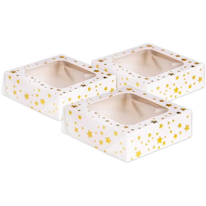 3 Cajas de Dulces / Pastel Estrella Pequea - Dorada 